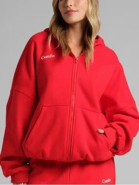 Comfrt Women's Crimson Zip-Up Hoodie Jacket